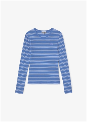 Soft cotton rib stripe ls bluse Nouvean Navy A1040453 Ganni